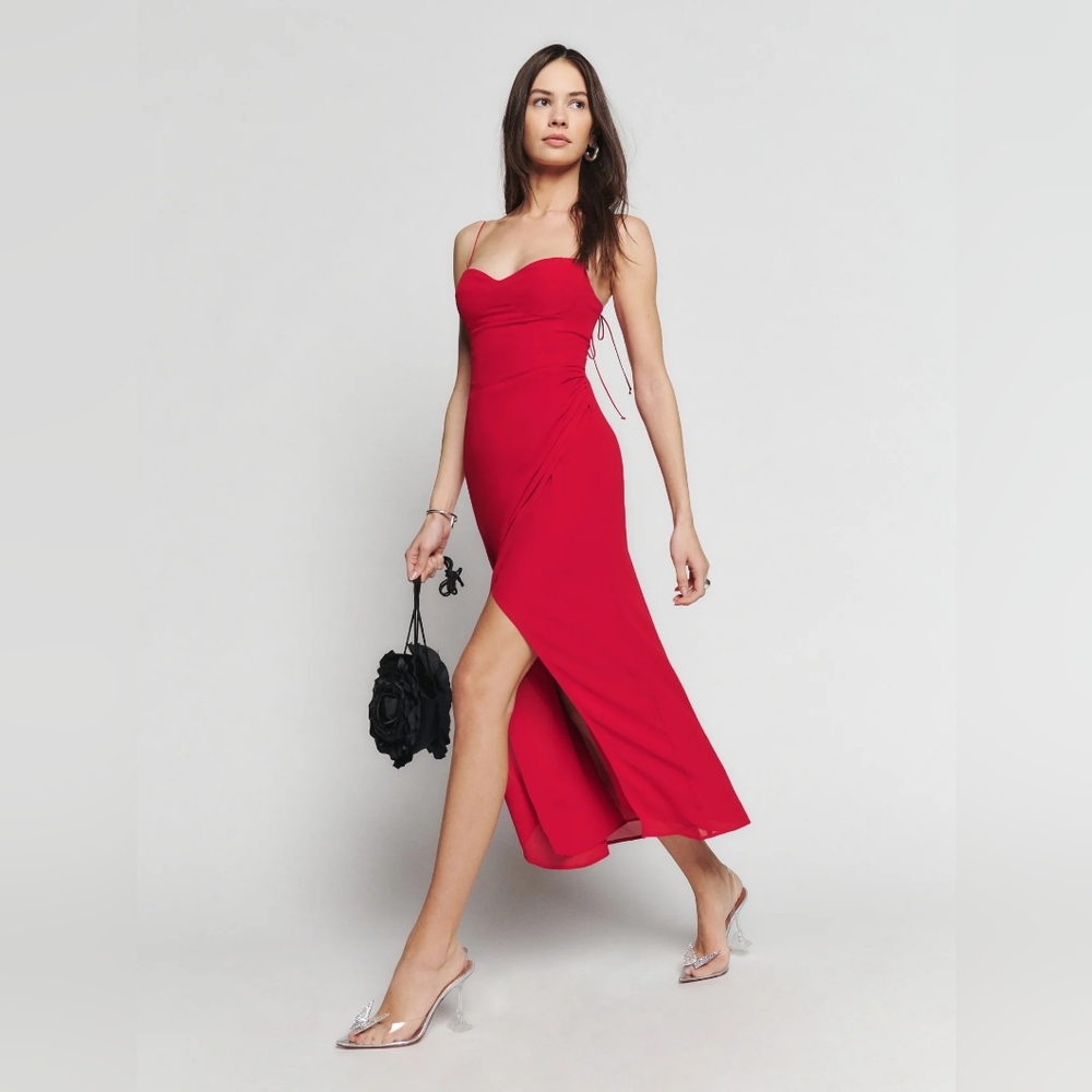 Reformation Kourtney Dress in Cherry Red Size 10
